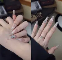 【清平乐】新款纯手工穿戴甲纯欲猫眼锆石高级显白光疗纯手作美甲贴