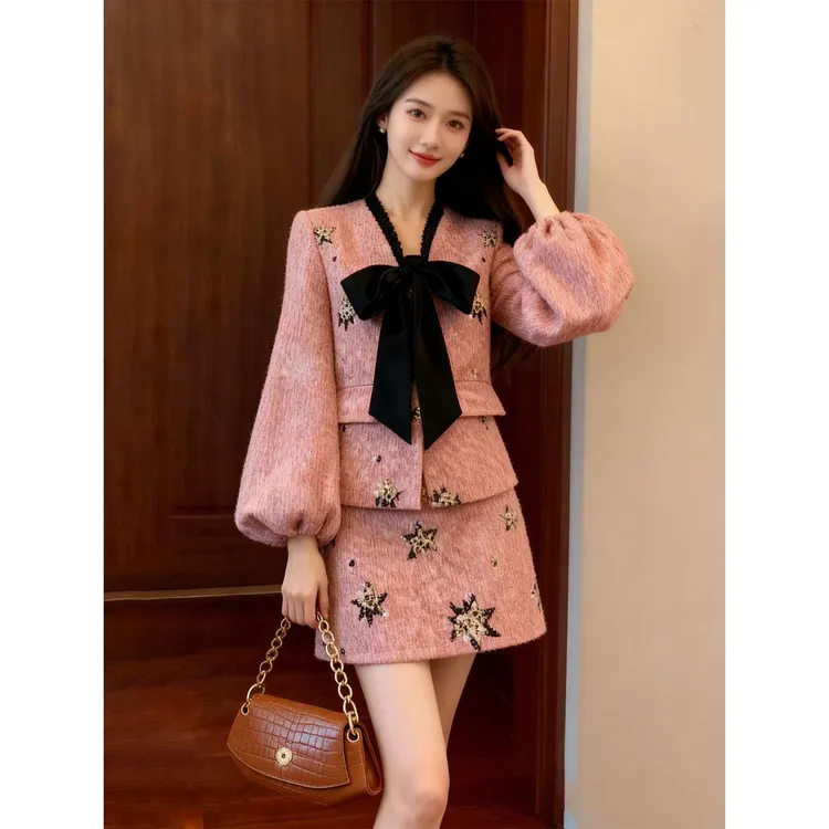 江浙沪千金穿搭套装女秋冬气质名媛小香风上衣短裙高端精致两件套