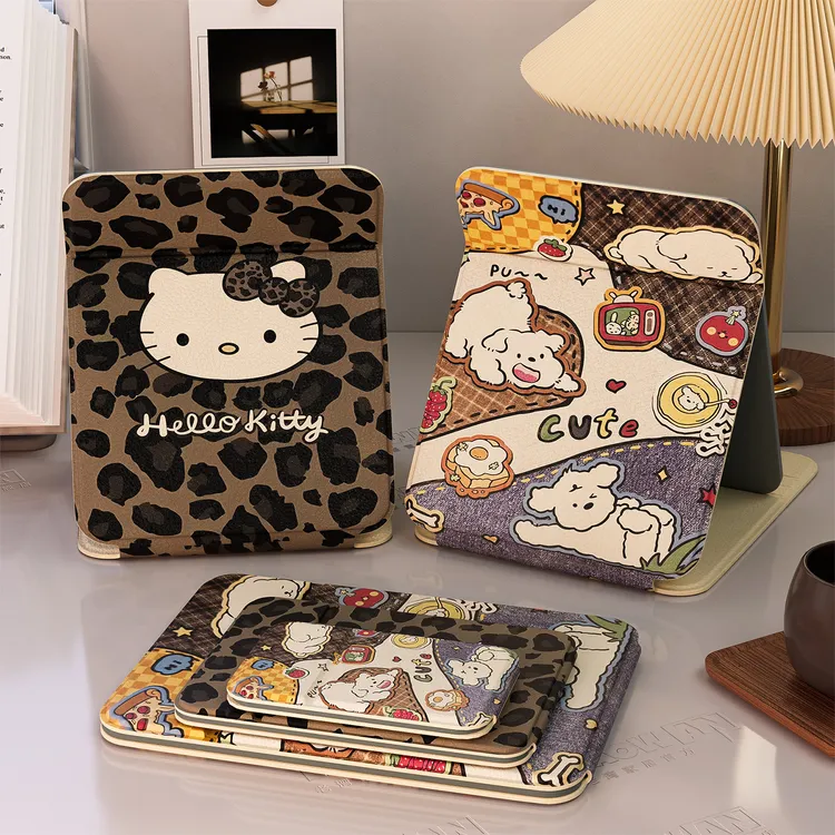 KIT猫镜子可折叠化妆镜小众高颜值宿舍桌面高清梳妆镜旅游补妆镜