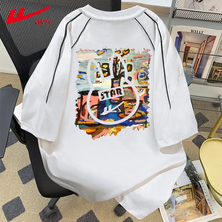 回力2025新款纯棉短袖T恤夏季夏装男女款宽松印花运动情侣装t恤衫