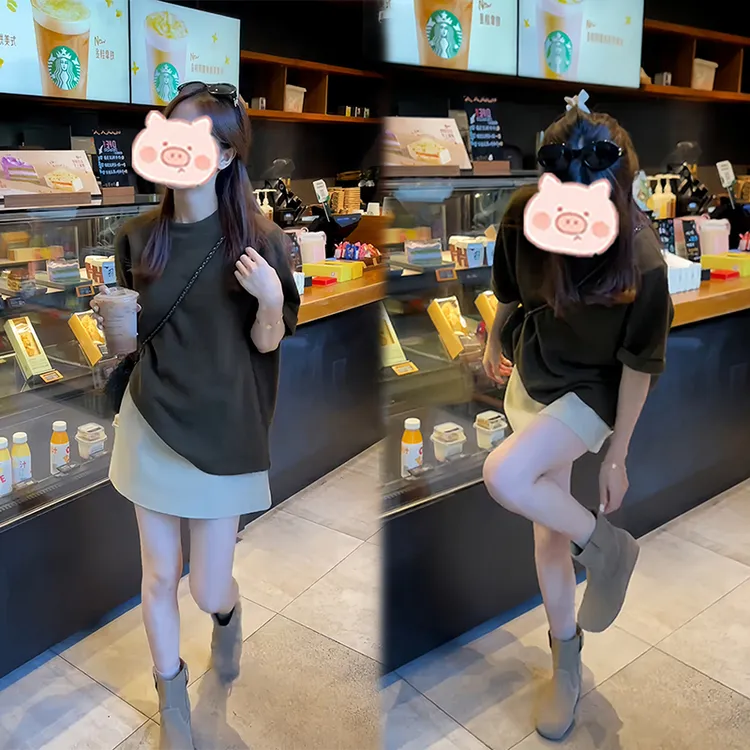 2025夏装搭配一整套时尚小个子高级感显瘦遮肉纯色短袖半身裙套装