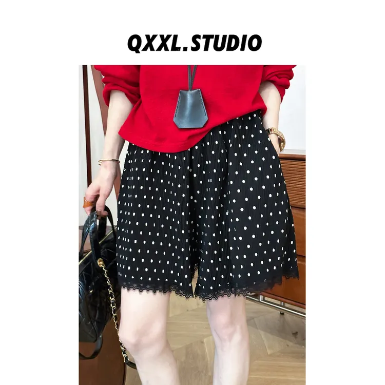 邱小小丽呀 夏季韩版蕾丝边印花短裤女宽松显瘦松紧腰薄款裤子