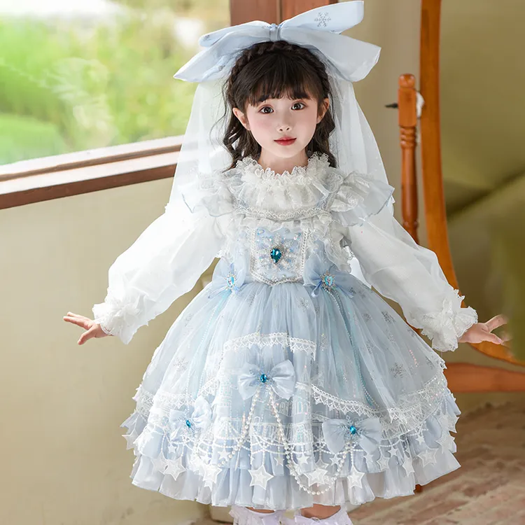 儿童四季洛丽塔爱莎公主裙 女童秋季新款洋气生日礼服蓬蓬连衣裙