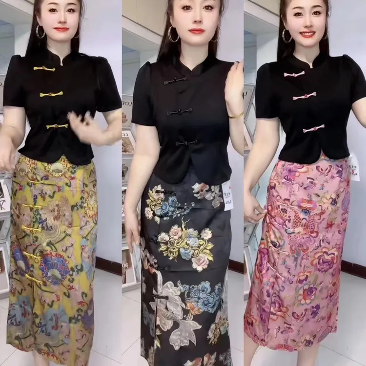 夏季复古显瘦气质中式中国风套装