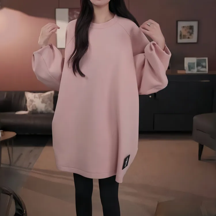 慵懒松驰感休闲长袖卫衣女2025秋冬新款时尚洋气百搭显瘦圆领上衣