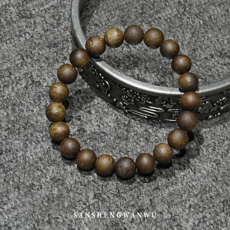 沉香绿奇楠金沙叶1.0圆珠（多样性发其一）08032