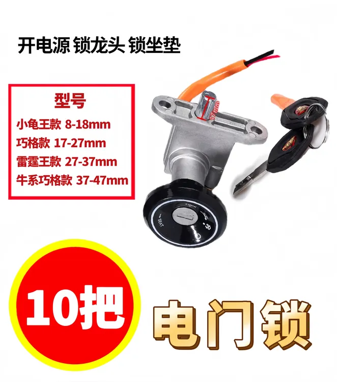 10个电门锁单锁巧格小龟王雷霆王开坐垫电动车钥匙龙头曲槽电动车