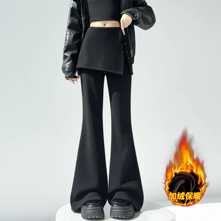 La Chapelle/拉夏贝尔秋冬款喇叭裤微喇裤灰色秋冬休闲假两件显瘦