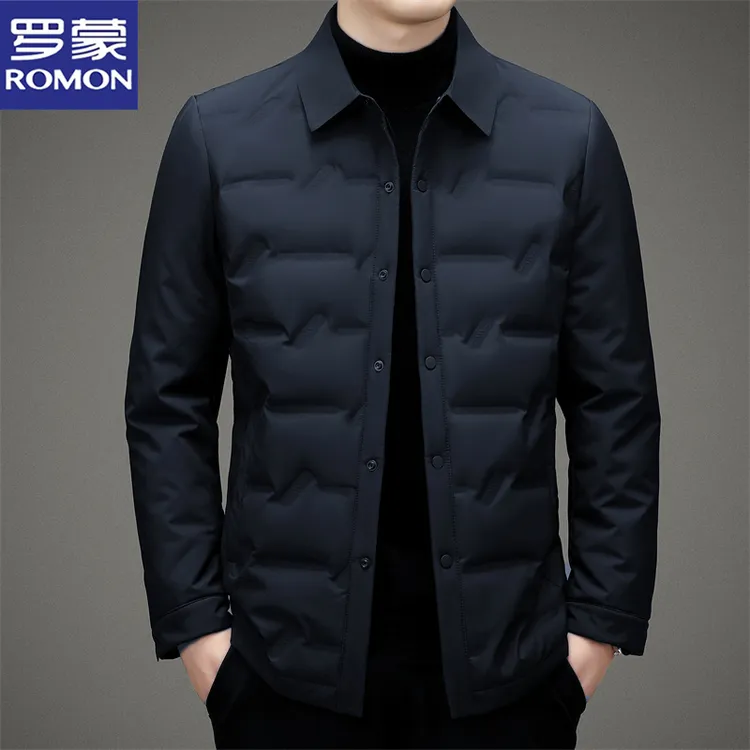 罗蒙轻薄羽绒服男士冬季新款翻领防寒上衣休闲商务保暖夹克外套男