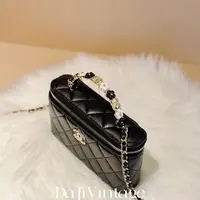 99新 Chanel/香奈儿 大吉中古/Chanel香奈儿23k黑金花卉手柄扁盒