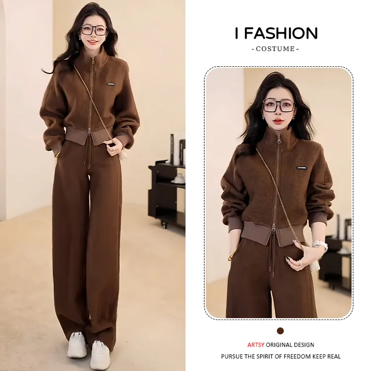 小个子时尚宽松运动套装女2025秋冬新款慵懒洋气卫衣休闲裤两件套