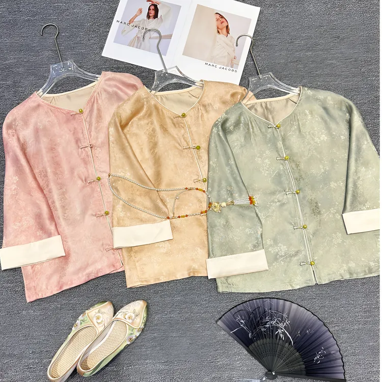 【金枝玉叶】2025秋季新款休闲中式国风桑蚕丝外套女装洋气上衣单穿