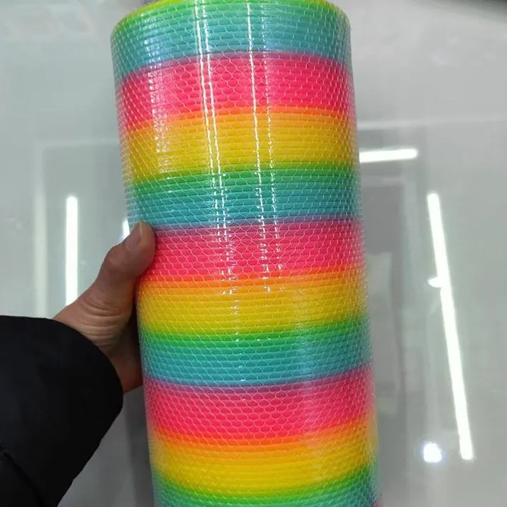 超大彩虹圈拉环 成人弹簧圈表演 益智儿童玩具下楼梯加长款彩圈