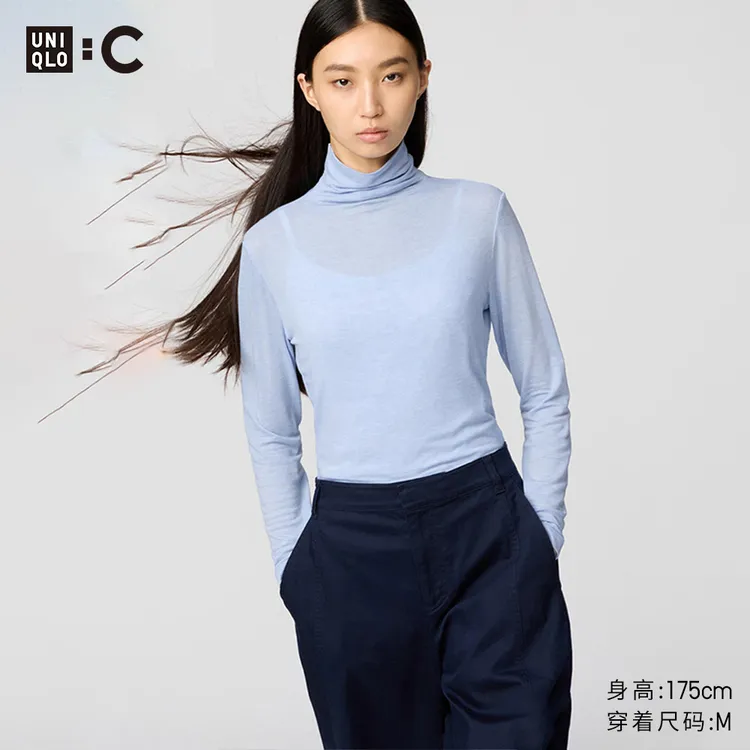 优衣库合作款/女装HEATTECH EXTRA WARM 混纺高领T恤/长袖478954