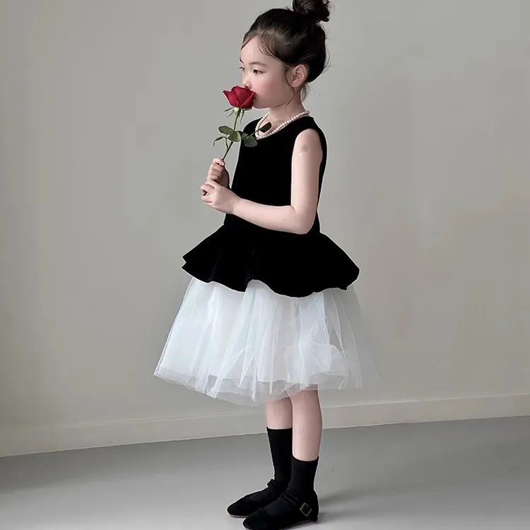 女童裙子公主款2025新款小女孩早秋千金风连衣裙女宝生日礼服夏季