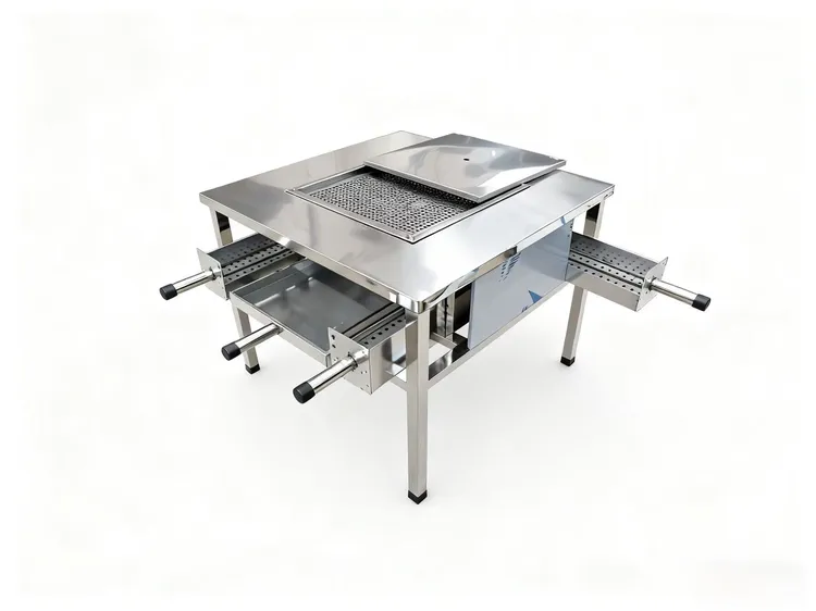 户外移动便携无烟碳烤不锈钢自助烧烤桌家商两用