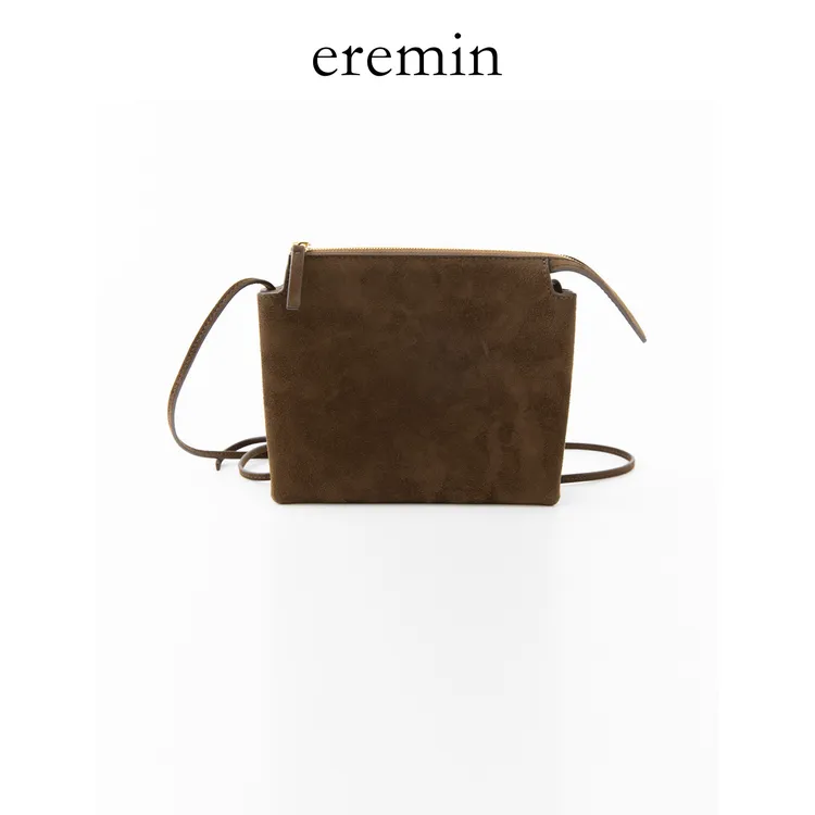 Min row风经典双层方块手机包真皮单肩斜挎包