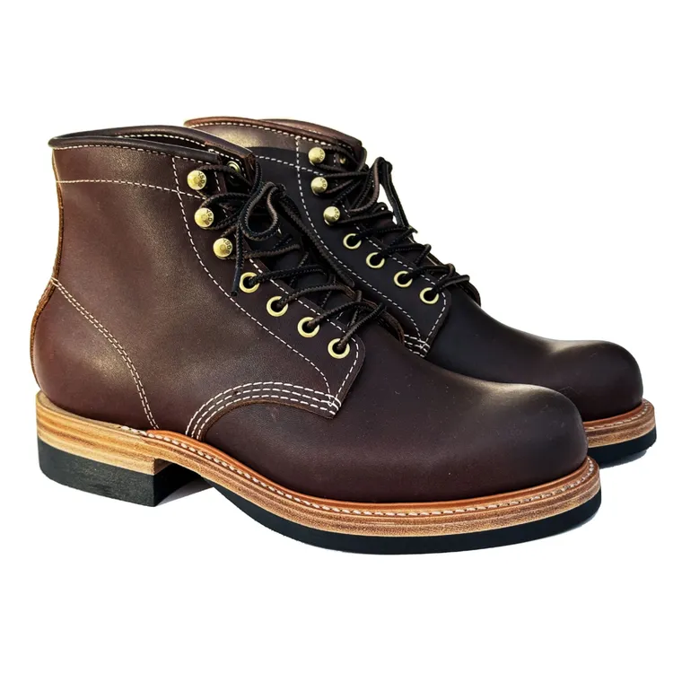 远山大叔YSDS-TD铁道靴厚底中帮头层牛皮复古鞋靴干净感痞帅男鞋