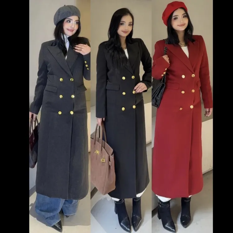 Rayhon冬季新款双面毛呢大衣女长款加厚显瘦气质正肩高端外套