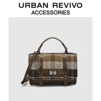 URBAN REVIVO2025秋季新款女学院风格纹手提斜挎包UAYB50185