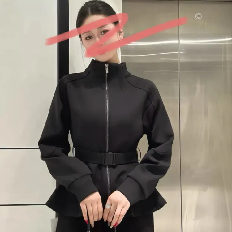 肉肉家*大码经典收腰显瘦磨毛外套女装外套洋气微胖