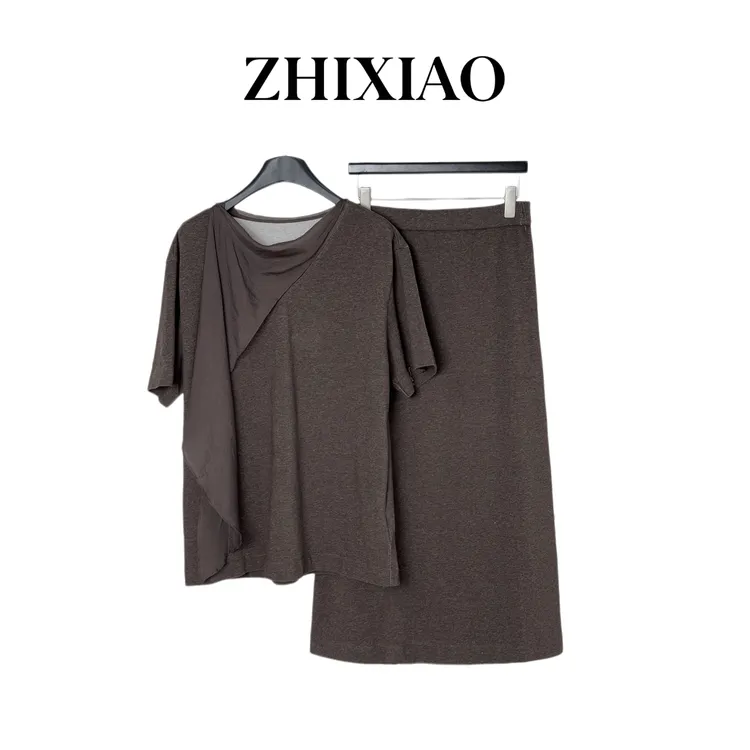 【ZHIXIAO】秋冬新款：纱帽针织短袖套装338063