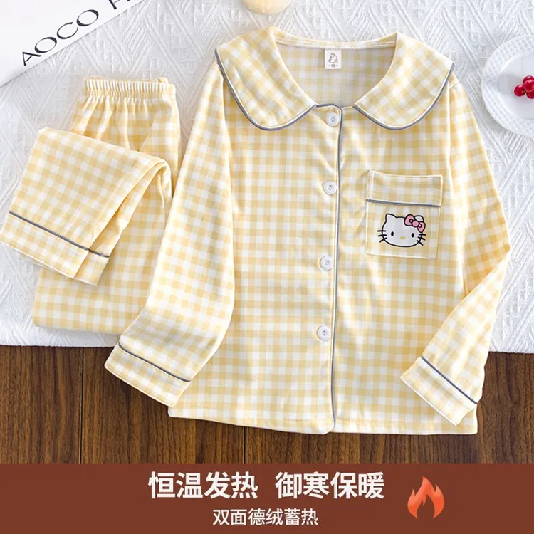 儿童睡衣女童秋冬款德绒长袖女孩珊瑚绒春秋季加厚保暖家居服套装