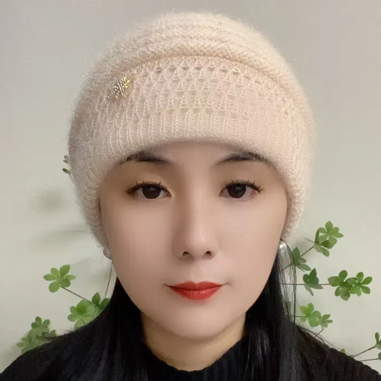 冬季新款保暖帽子女加厚双层百搭针织帽松鼠绒堆堆包头帽风雪防寒