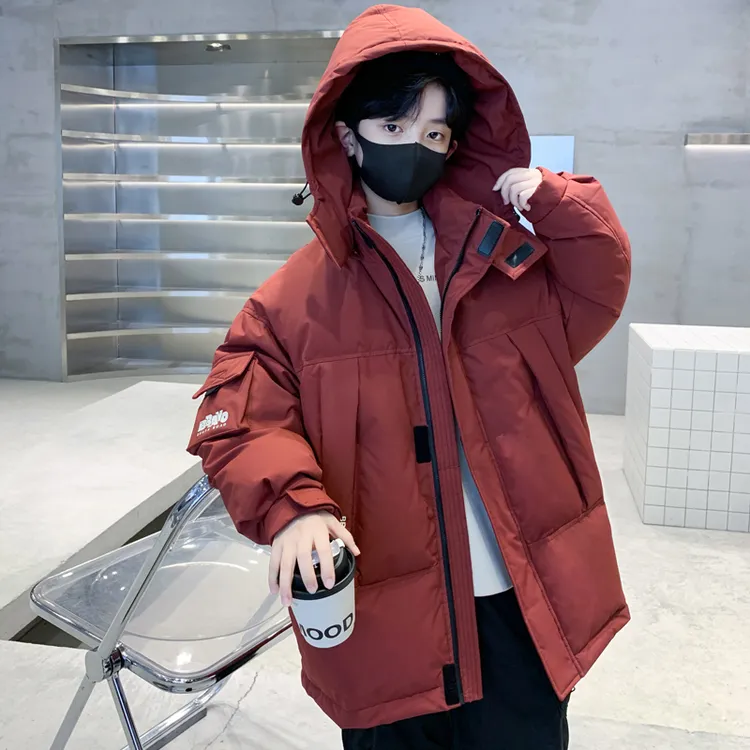 儿童装男童羽绒服2025冬季中大童白鸭绒连帽外套加厚长款男孩风衣