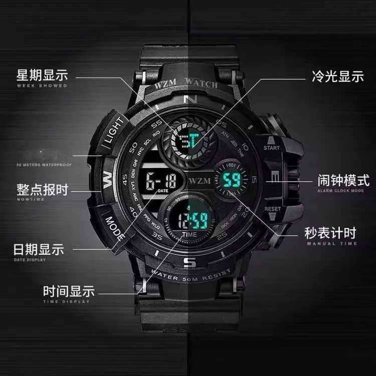 黑科技电子手表男学生韩版夜光防水ins潮流初高中生儿童电子表女