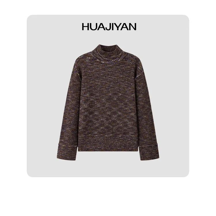 华吉言/HUAJIYAN【枫糖】羊毛混纺多色混纱粗针套头毛衣