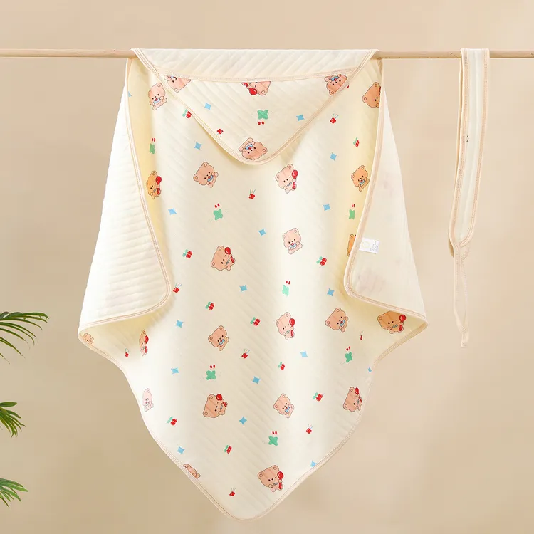 婴儿包被春秋新款新生儿产房包巾卡通印花宝宝外出抱被防惊跳睡袋