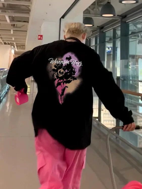 秋冬季重磅纯棉高街潮牌T恤长袖百搭休闲男生圆领美式打底衫宽松