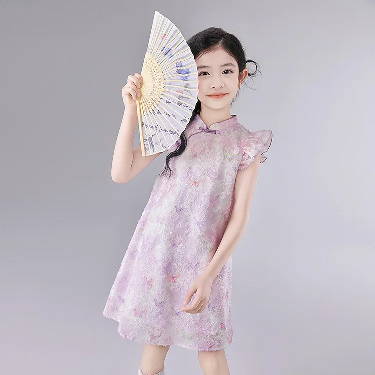 笛莎女童夏季连衣裙2025新款中大童女孩儿童国风旗袍裙-93252U403