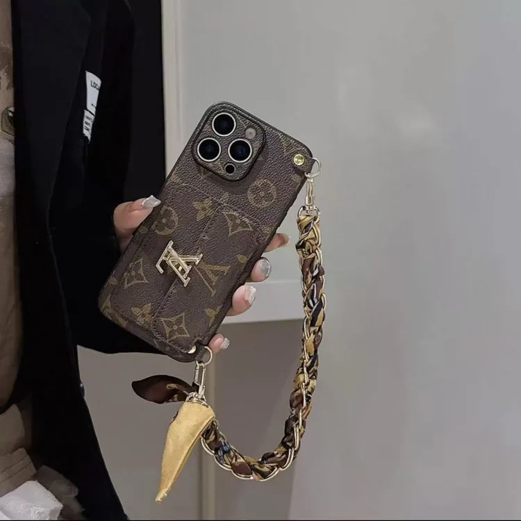 适用多机型苹果华为斜挎挂绳卡包手机壳女款潮牌保护套