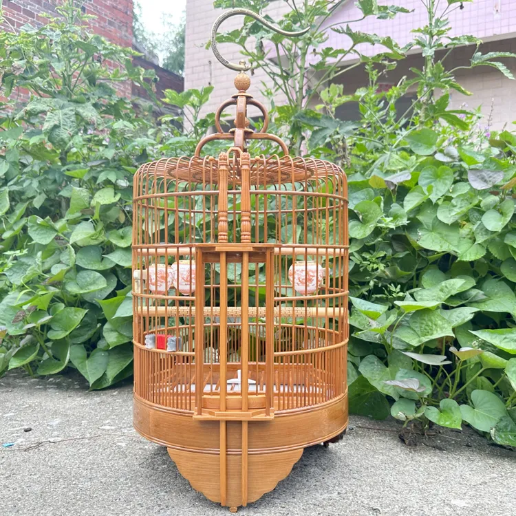 水波脚将军膀-新款广笼广西底大号手工防爆竹笼画眉鹩哥竹笼鸟笼