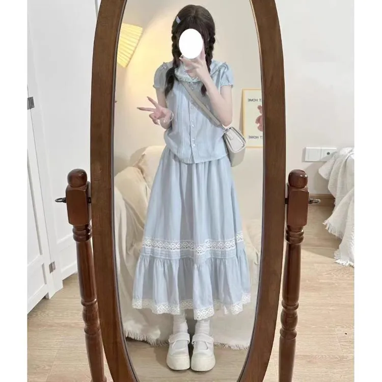 15初中学生13少女12岁大童夏季套装裙两件套气质韩版高级感连衣裙