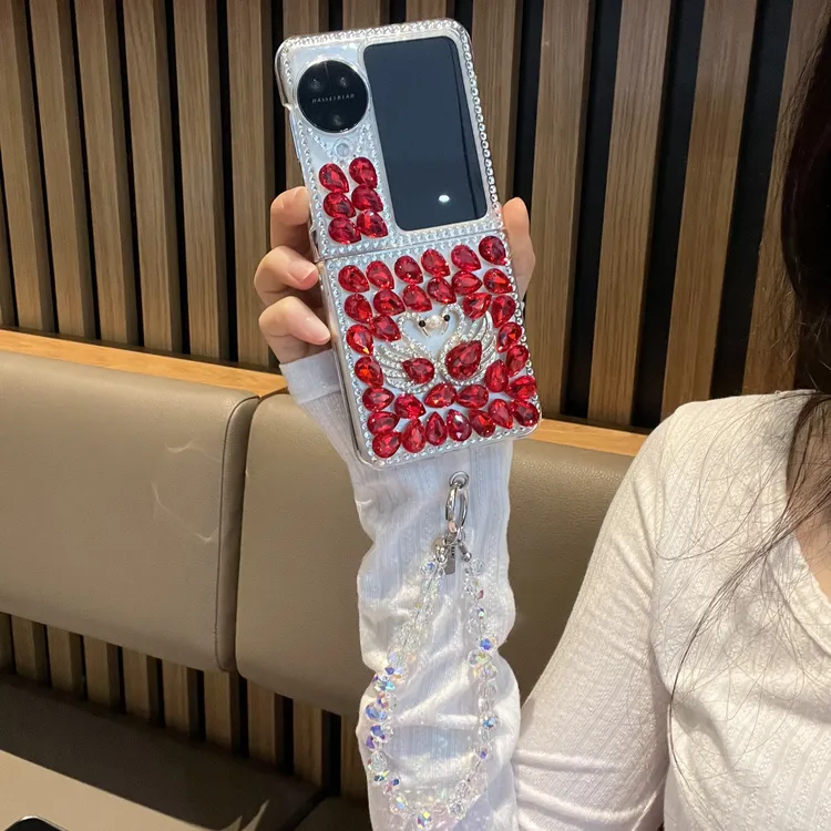 适用oppofindn3flip手机壳新款水钻天鹅奢华n2flip保护壳pocket2