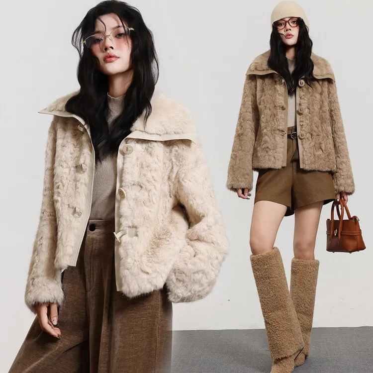 欧货秋冬新款毛绒外套女2025皮毛一体时尚宽松短款仿皮草上衣