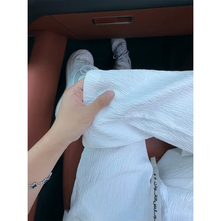 肌理感冰丝休闲裤男款夏季设计感褶皱垂感裤子高级感宽松阔腿长裤