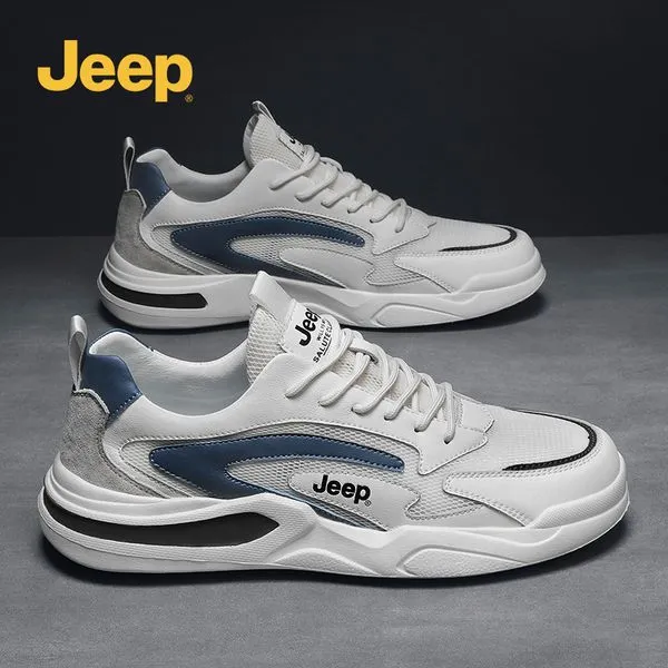 JEEP吉普软底男鞋秋季新款透气网面板鞋跑步小白鞋网布运动鞋男