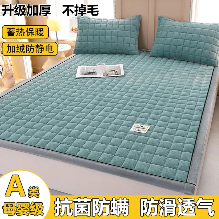冬季珊瑚绒A类床褥子加厚加绒保暖软床垫厚款防滑垫子可折叠家用