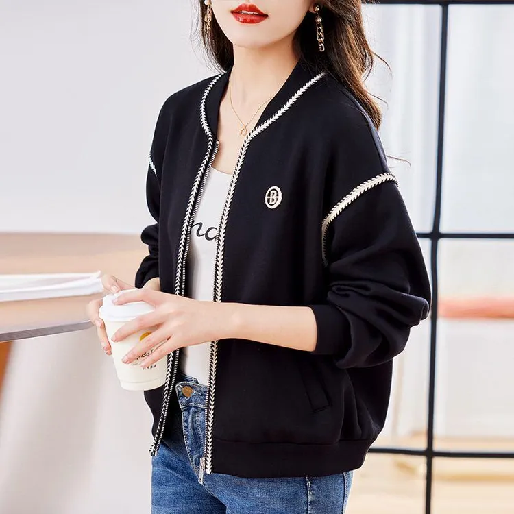 立领棒球服黑色外套女2025年新款秋冬爆款女装小香风休闲开衫上衣