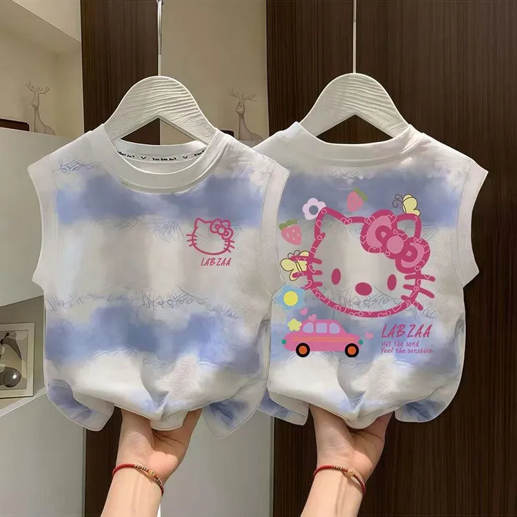 kt猫童装背心女童宝宝可爱百搭上衣小女孩韩系ins纯棉渐变无袖T恤