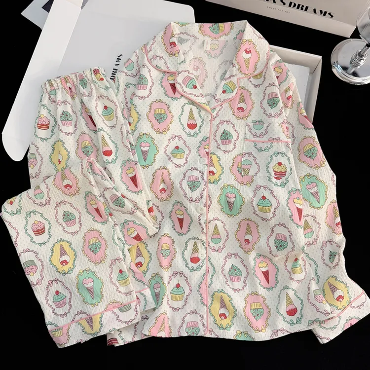 冰淇淋睡衣秋季女生爆款新款云朵棉家居服可外穿学生套装长袖长裤