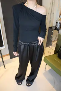 KIOKWANG//松弛感必备 垂感缎面松紧腰抽绳阔腿长裤男女