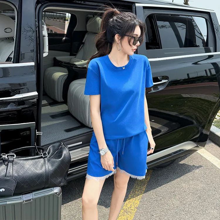 3363休闲风静奢风通勤欧式时尚套装圆领百搭女装套装纯色