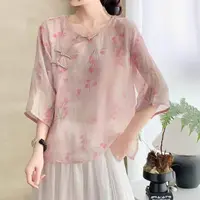 【清货+运费险】棉麻夏季民族风中式国风苎麻小衫宽松上衣女V140