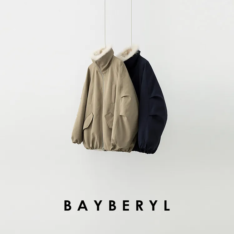 BAYBERYL老贝飞雪*毛领派克袖褶松紧摆时尚羽绒服YRF5K1404-12/3