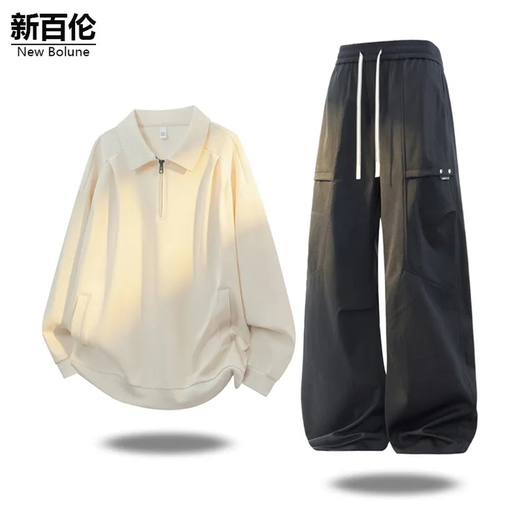 新百伦/NEW BOLUNE潮流卫衣长裤两件装男秋冬新款百搭休闲套装